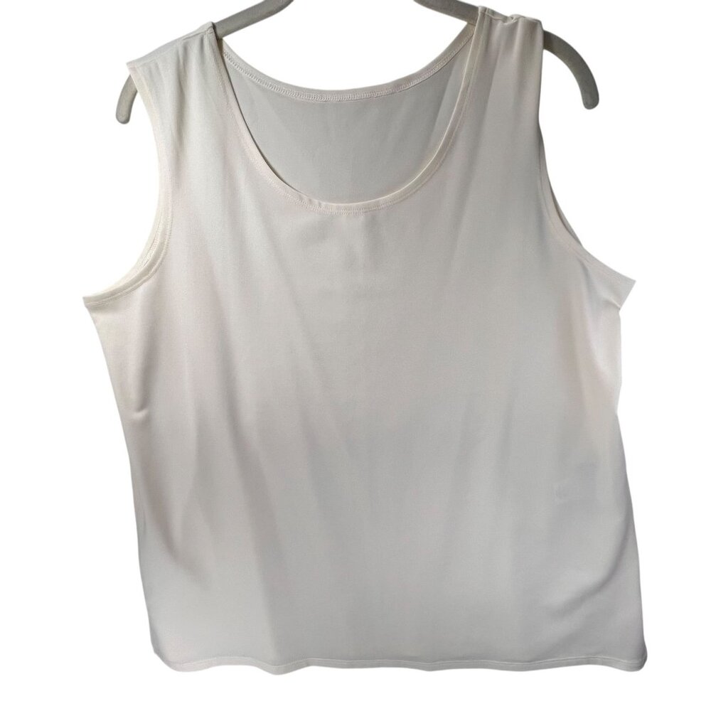 Susan Graver Style Cream White Sleeveless Tank Top L Liquid Knit Lightweight